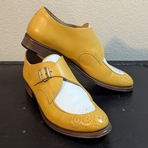 The Office of Angela Scott Mr Georgie Bold Yellow & White Monk Strap, W 40/10